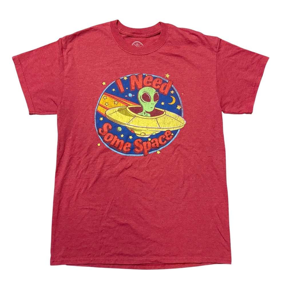 I Need Some‎ Space Alien UFO Graphic T-Shirt Red Heather Mens Women's Medium M